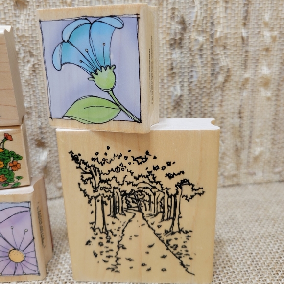 Lot Of 7 Floral Garden Theme Ink Stamps New 90s - 2000s - Picture 2 of 4